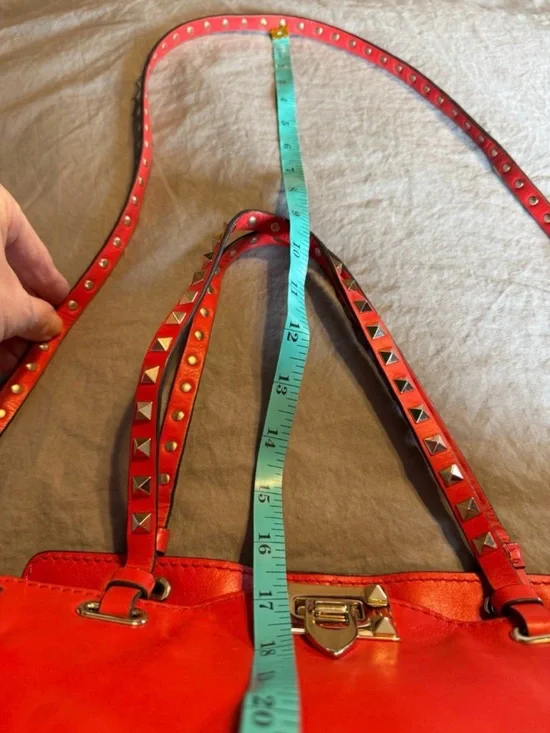 Valentino Garavani Rockstud Medium Red Leather Shoulder/Crossbody/Tote Bag W/COA - Picture 11 of 15